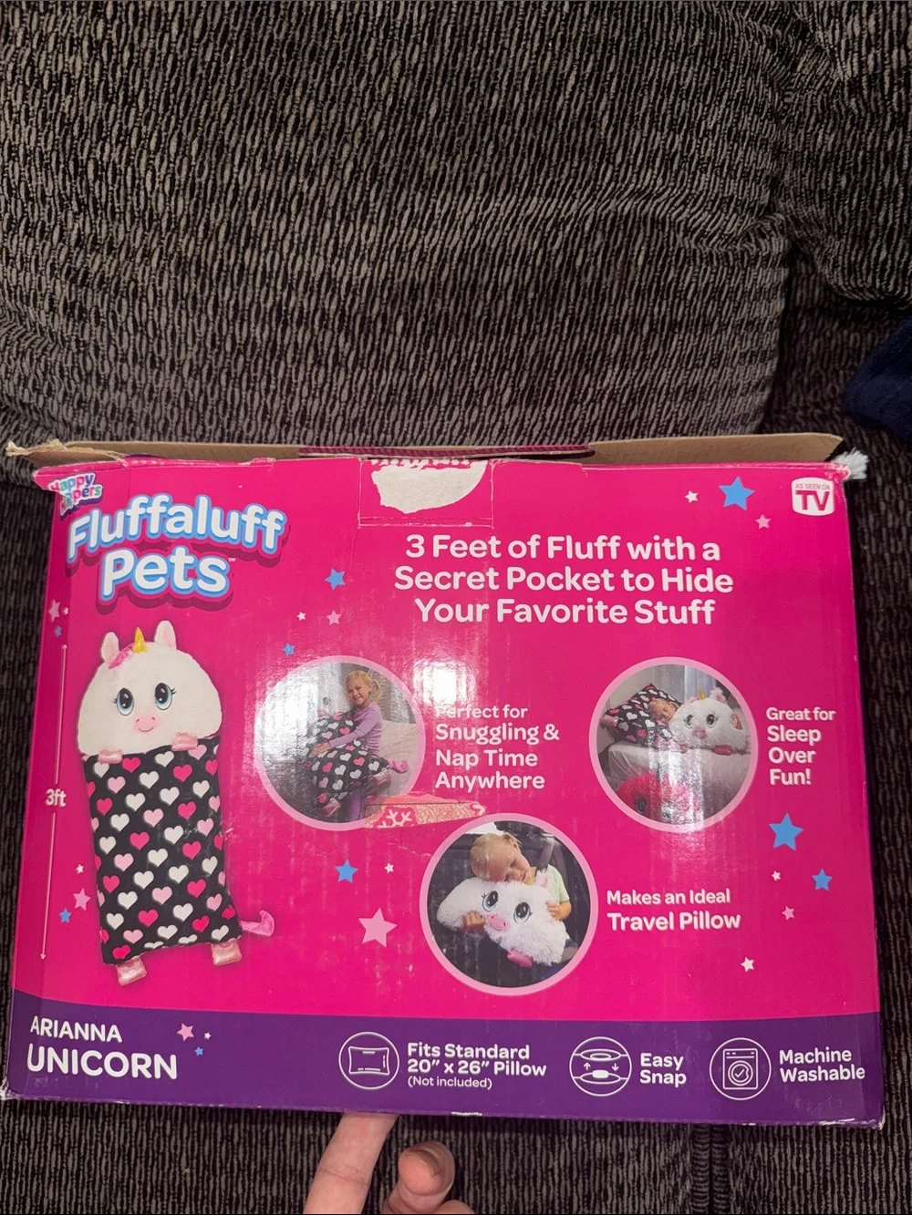 Happy Nappers Fluffaluff Pets Arianna Unicorn Plush Play Pillow . Brand New!!